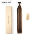 SUNNY HAIR  K Tip Hair Extensions Real Human Hair T2-P2/6# Balayage Dark Brown Mixed Chestnut Brown 12-22 Inch 30g-50g 50 strands pre-bonded keratin tips thicker hair long straight styles salon clients