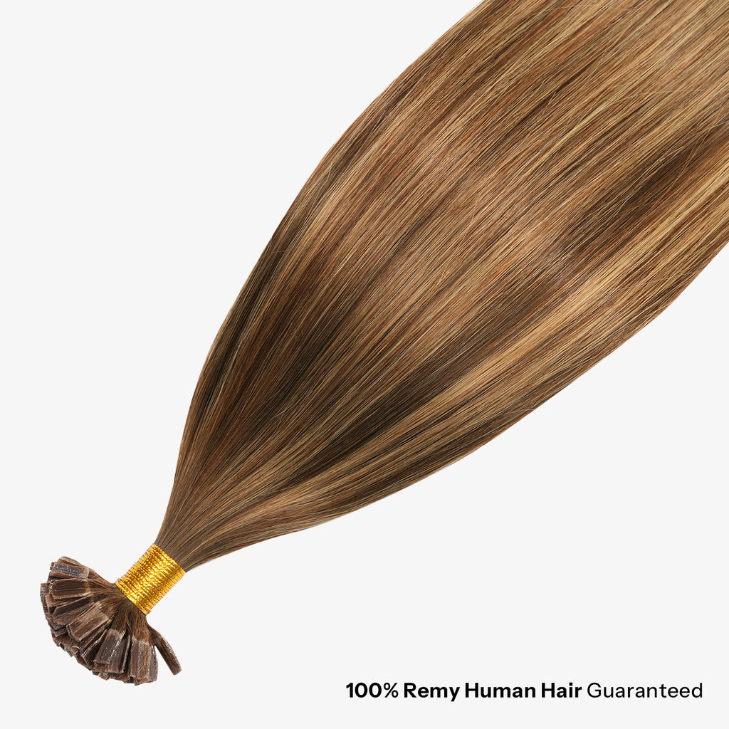 SUNNY HAIR  K Tip Hair Extensions Real Human Hair T4-P4/27# Balayage Chocolate Brown to Caramel Blonde 12-22 Inch 30g-50g 50 strands pre-bonded keratin tips thicker hair long straight styles salon clients