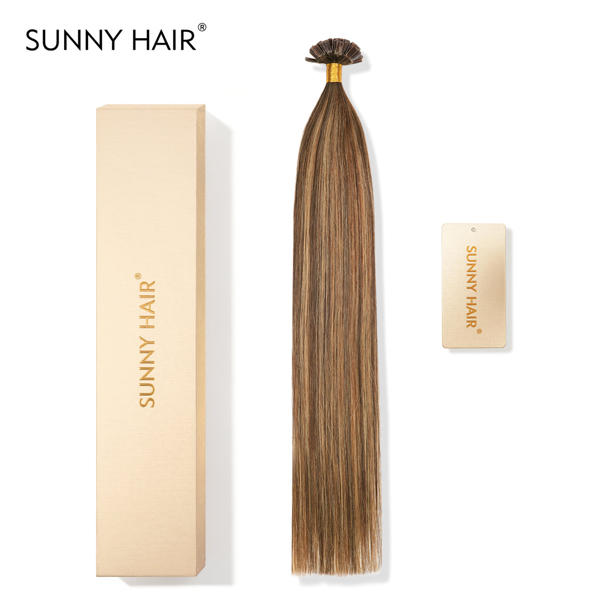 SUNNY HAIR  K Tip Hair Extensions Real Human Hair T4-P4/27# Balayage Chocolate Brown to Caramel Blonde 12-22 Inch 30g-50g 50 strands pre-bonded keratin tips thicker hair long straight styles salon clients